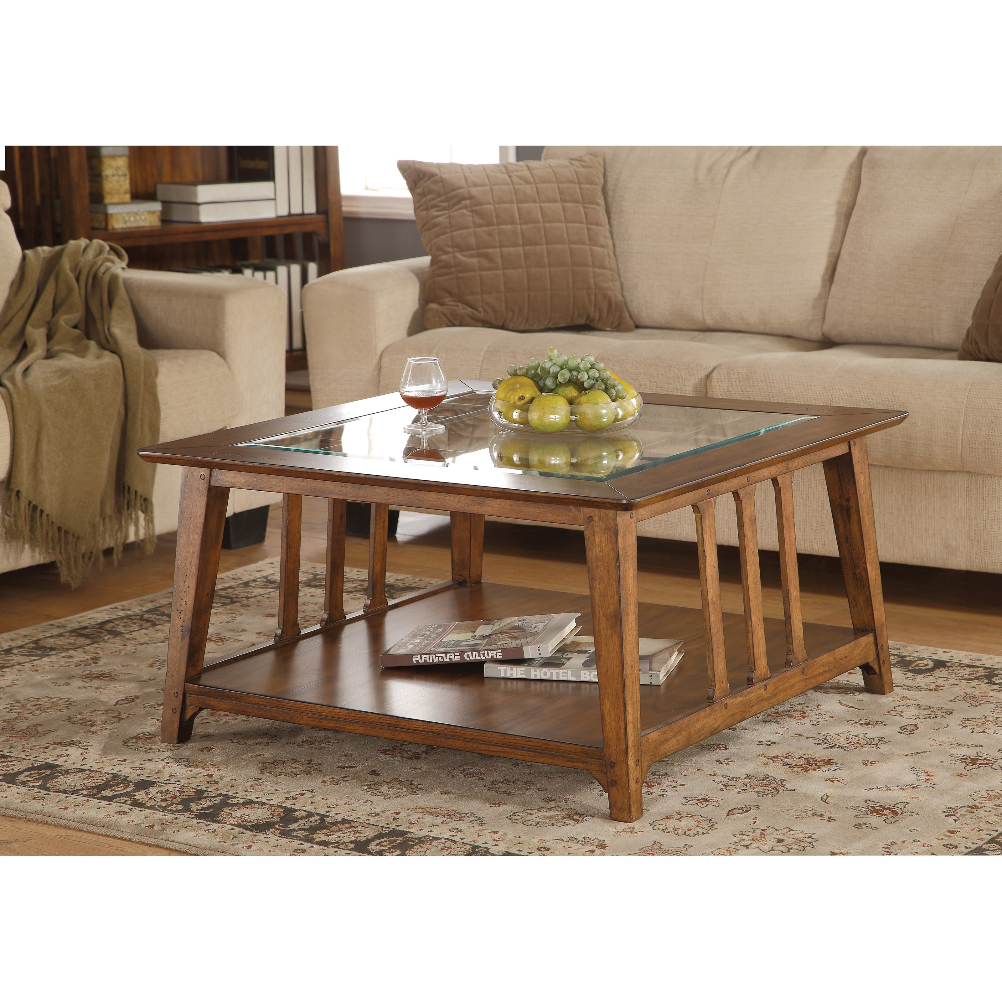 Flexsteel Wynwood Collection Sonora Mission Square Cocktail Table with